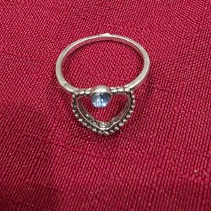 Silver Heart Ring with Blue Gemstone